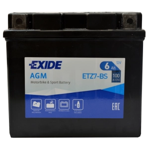EXIDE ETZ7-BS / YTZ7-BS / YTZ7S-BS 12V 6Ah 100A P+