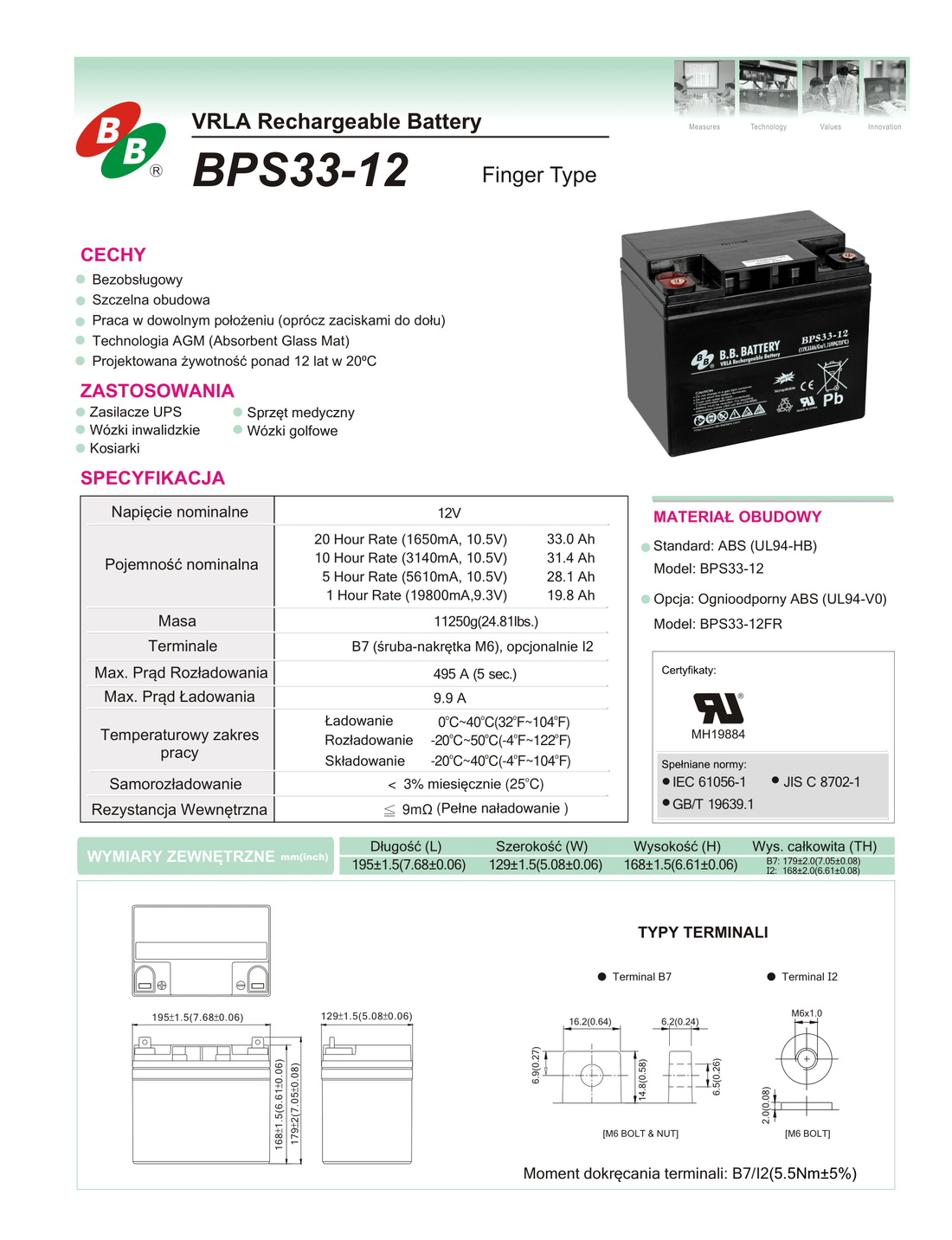 B.B. Battery BPS33-12 12V 3Ah AGM BPS 33/12