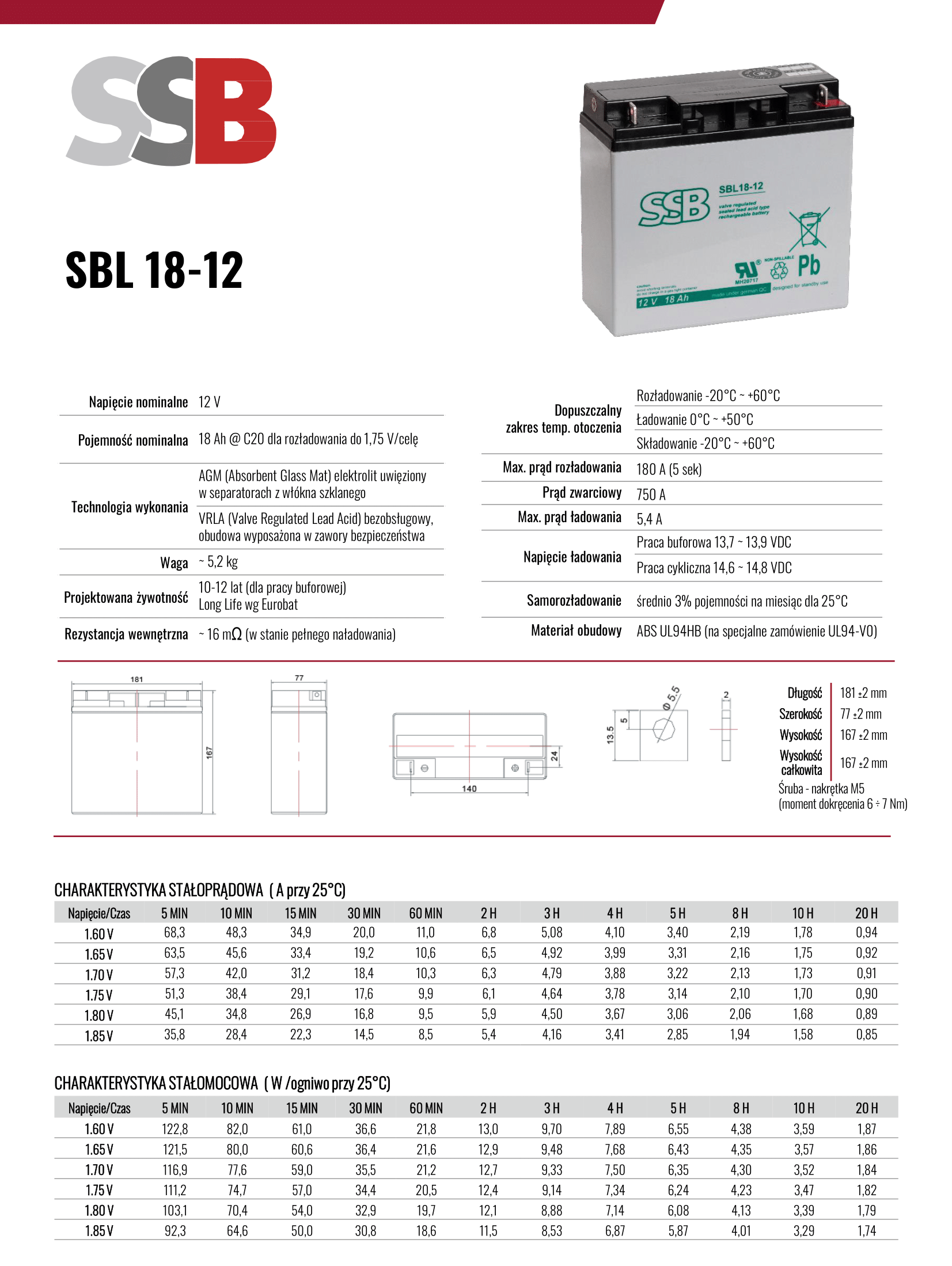 SSB SBL18-12 12V 18AH AGM UPS