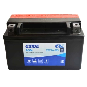 EXIDE ETX7A-BS YTX7A-BS 12V 6Ah 90A L+