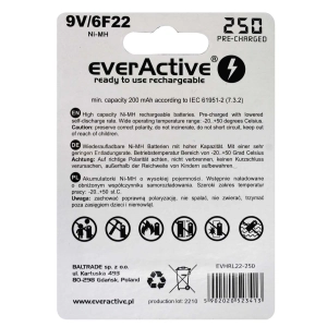 EVERACTIVE SILVER LINE NI-MH 9V 6F22 200mAh bateria akumulatorek