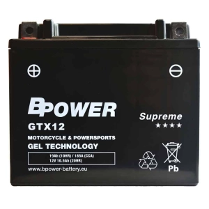 BPower Supreme GEL GTX12﻿ 12V 10Ah 185A / YTX12-BS ETX12-BS