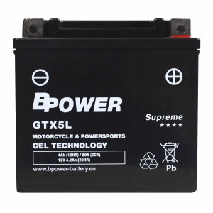 BPower Supreme GEL GTX5L﻿ 12V 4Ah 80A / YTX5L-BS