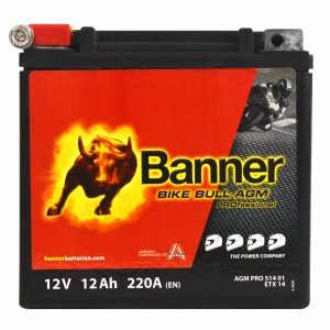BANNER BIKE BULL AGM PRO YTX14 51401 12V 12Ah 220A L+ ETX14