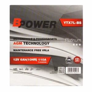 BPower Platinum AGM YTX7L 12V 6Ah 110A ETX7L-BS