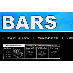 BARS EFB LINE START-STOP EFB 12V 70AH 720A