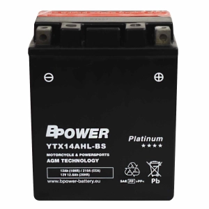 BPower Platinium AGM YTX14AHL-BS﻿ 12V 12Ah 210A / YB14L-A2, YB14L-B2, 12N14-3A