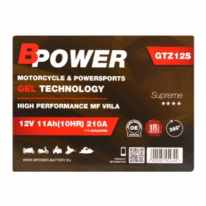 BPower Supreme GEL GTZ12S 12V 11Ah 210A / YTZ12S