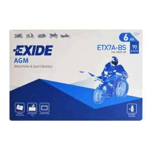 EXIDE ETX7A-BS YTX7A-BS 12V 6Ah 90A L+