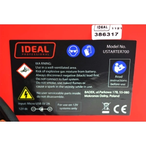 IDEAL UltraSTARTER 700 12V 400A bezbateryjne urządzenie rozruchowe