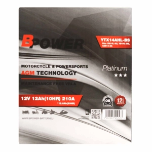 BPower Platinium AGM YTX14AHL-BS﻿ 12V 12Ah 210A / YB14L-A2, YB14L-B2, 12N14-3A