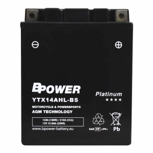 BPower Platinium AGM YTX14AHL-BS﻿ 12V 12Ah 210A / YB14L-A2, YB14L-B2, 12N14-3A