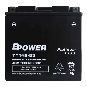 BPower Platinium AGM YT14B-BS﻿ 12V 12Ah 210A