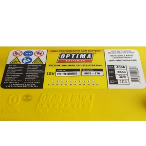 Optima Batteries YELLOW TOP YTS2.7J 12V 38Ah 460A AGM YTS 2.7J