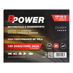 BPower Excellent AGM YP18-3 12V 20Ah 360A / YTX24HL-BS, Y50-N18L-A3