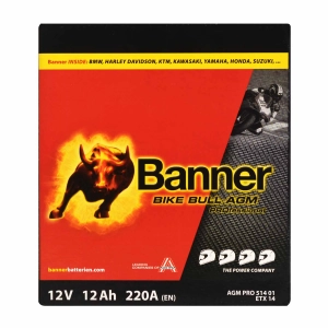 BANNER BIKE BULL AGM PRO YTX14 51401 12V 12Ah 220A L+ ETX14