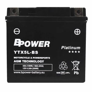 BPower Platinium AGM YTX5L-BS﻿ 12V 4Ah 80A