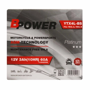 BPower Platinium AGM YTX4L-BS﻿ 12V 3Ah 60A / YB4L-A, YB4L-B