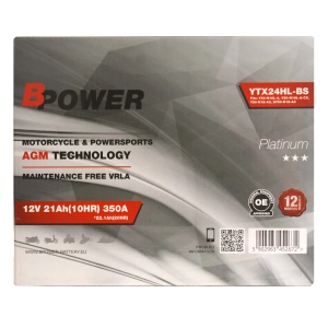 BPower Platinium AGM YTX24HL-BS 12V 21Ah 350A / Y50-N18L-A, Y50-N18L-A-CX, Y50-N18-A3, SY50-N18-A3