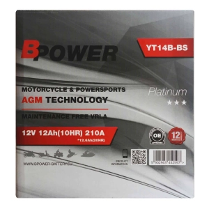 BPower Platinium AGM YT14B-BS﻿ 12V 12Ah 210A