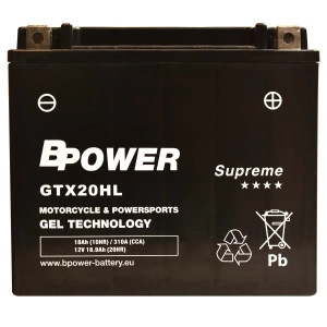 BPower Supreme GEL GTX20HL 12V 18Ah 310A / YTX20HL-BS, YTX20L-BS, YB16HL-A-CX, YB18-A, YB18L-A