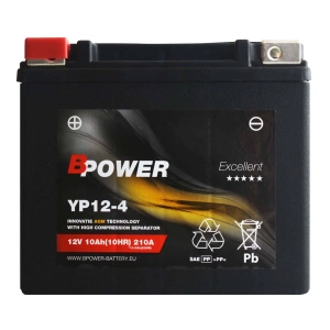 BPower Excellent AGM YP12-4 12V 10Ah 210A / YTX12-BS