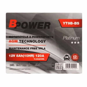 BPower Platinium AGM YT9B-BS﻿ 12V 8Ah 120A