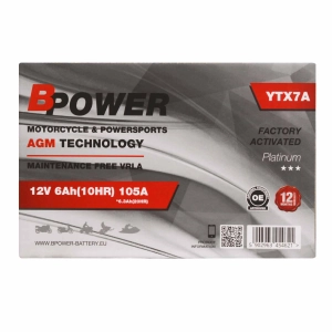 BPower Platinium AGM YTX7A-BS﻿ 12V 6Ah 105A