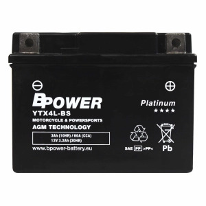 BPower Platinium AGM YTX4L-BS﻿ 12V 3Ah 60A / YB4L-A, YB4L-B