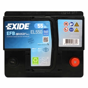 EXIDE 12V 55Ah 540A EL550 EFB START-STOP P+