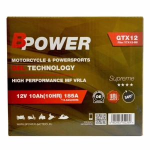 BPower Supreme GEL GTX12﻿ 12V 10Ah 185A / YTX12-BS