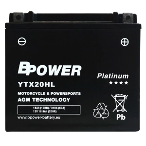 BPower Platinium AGM YTX20HL-BS﻿ 12V 18Ah 310A / YTX20L-BS, YB16HL-A-CX, YB18-A, YB18L-A