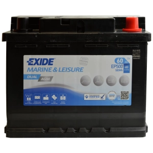 EXIDE DUAL AGM EP500 - 60Ah 680A P+ Prawy Plus