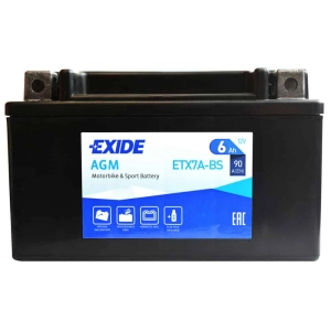 EXIDE ETX7A-BS YTX7A-BS 12V 6Ah 90A L+