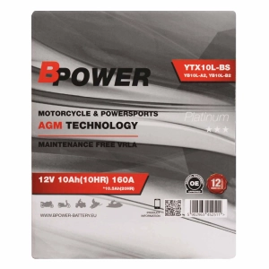 BPower Platinium AGM YTX10L-BS﻿ 12V 10,5Ah 160A