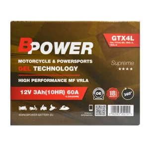 BPower Supreme GEL GTX4L﻿ 12V 3Ah 60A / YTX4L-BS, YB4L-A, YB4L-B