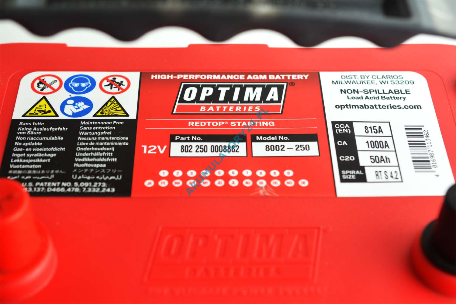 Optima Red Top RT S - 4.2, 12V 50Ah, AGM Starterbatterie